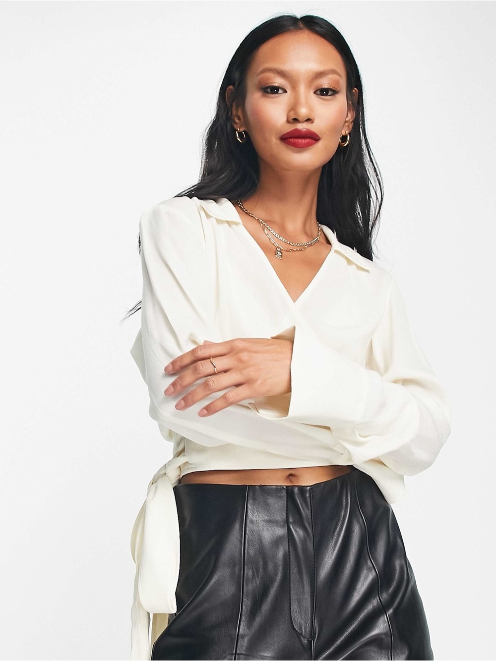 Stockholm Atelier & Other Stories Cream Wrap Blouse Size 4